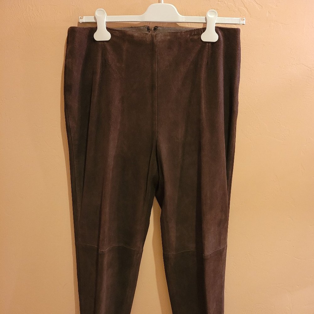 #152 Women's Brown Suede Pants by Lafayette; Size